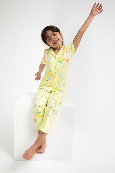 ROLY POLY Rolypoly Fruits Light Yellow Girl's Shirt Pajama Set