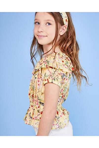 Pan Con Chocolate Girl's Short Sleeve Blouse Yellow