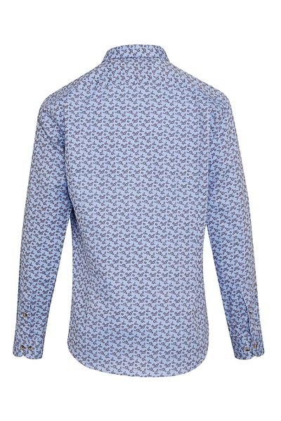 Hatemoğlu Καφέ Comfort Fit εμπριμέ 100% βαμβακερό γιακά με μακρυμάνικο πουκάμισο