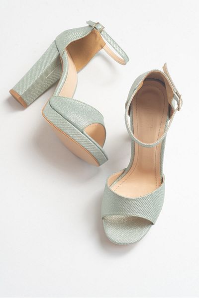 Luvi 08k15 Grün gestreifte Damenschuhe mit Absatz