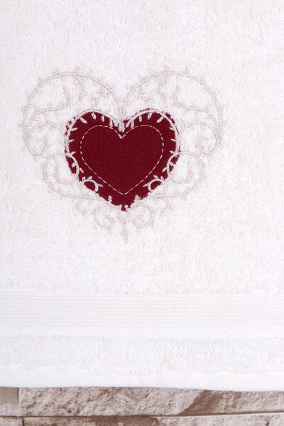 Baveno 100% Cotton 50x90 Heart Embroidered Towel