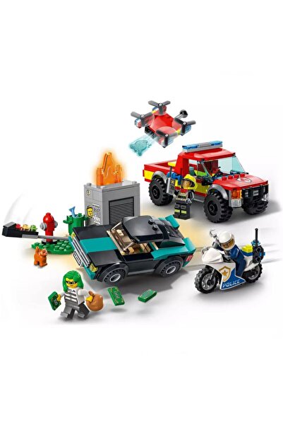 LEGO 60319 ليغو ®   المدينة - إنقاذ رجال الإطفاء وتتبع الشرطة 295 قطعة - العم...