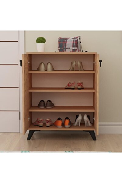Genel Markalar Simurg 2 Kapaklı 4 Raflı Ayakkabılık Atlantik Çam