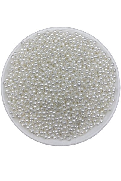Hedef Bijuteri حبات اللؤلؤ البلاستيكية البيضاء 25 جرام 4 مم، خرز صنع المجوهرا...