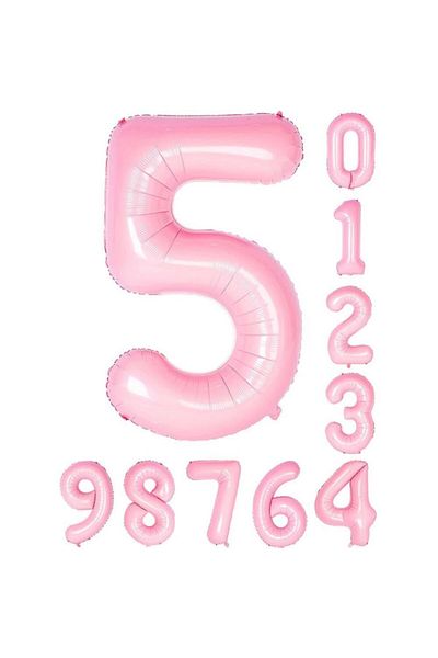 Patladı Gitti 5 Five Number Pink Foil Balloon 34" Inc 76 Cm