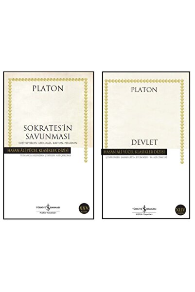 İş Bankası Kültür Yayınları Platon Okuma Seti Sokrates'in Savunması + Devlet Hasan Ali Yücel Klasikleri 2 Kitap Saadet Kitap