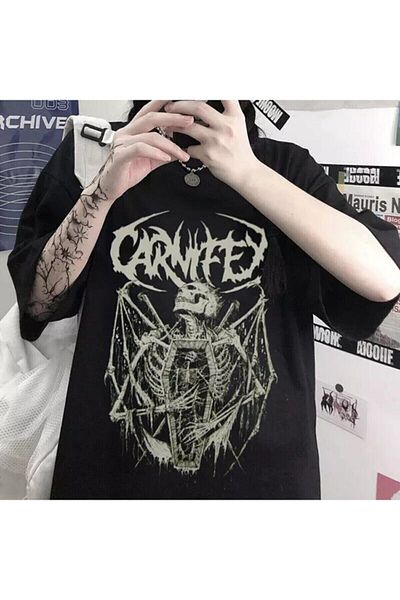 Köstebek Grunge Streetwear Gothic Carnifex The Script Μαύρο μπλουζάκι Unisex