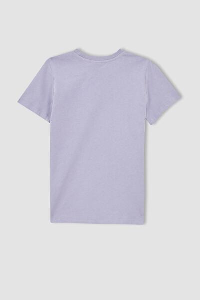 DeFacto Boy's Regular Fit εμπριμέ κοντομάνικο βαμβακερό χτενισμένο μπλουζάκι