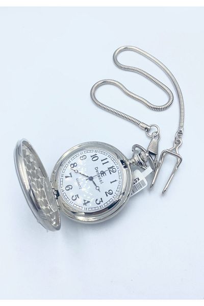 NikaŞ Special Gift for Father's Stylish Chain Train Patterned Silver Color Watch