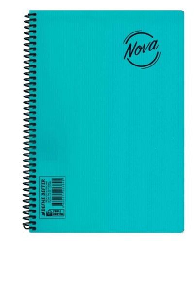 Defne 72 Sheets Lined Notebook Medium Size Spiral Plastic Cover 4 Pieces