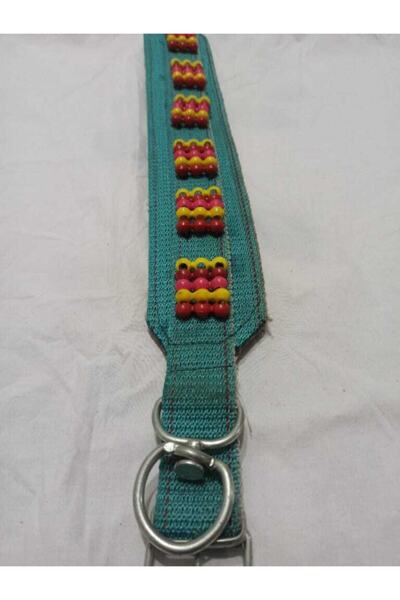 Koza Büyük Irk Geniş Süslü Boncuklu El Işlemeli Iç Kısmı Keçeli Tasma Boy 80 Cm