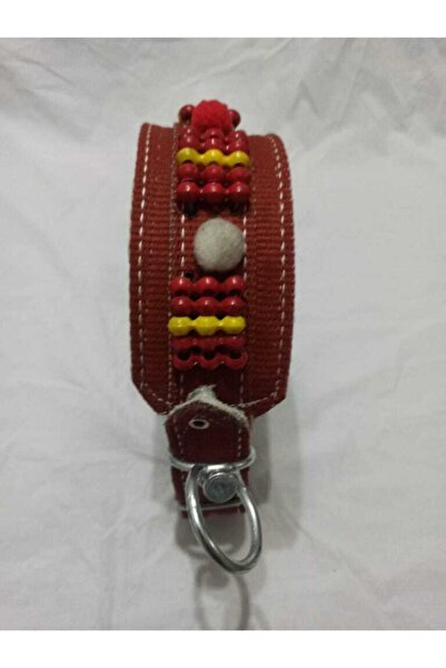 Koza Büyük Irk Geniş Süslü Boncuklu El Işlemeli Iç Kısmı Keçeli Tasma Boy 80 Cm