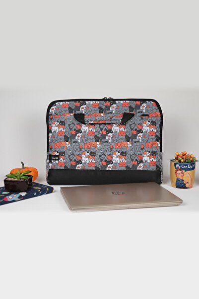 Moserini حقيبة كمبيوتر محمول Macbook مقاس 15.6 بوصة بنمط قطة لطيفة مع حماية للقاعدة وحزام كتف - Catlantis