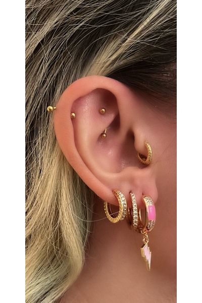 Markiz Takı Dark Pink Lightning Earrings