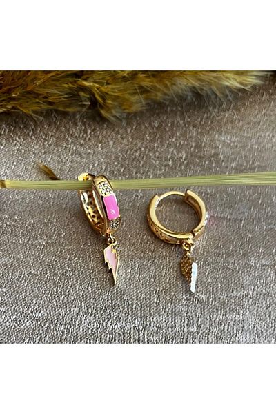 Markiz Takı Dark Pink Lightning Earrings