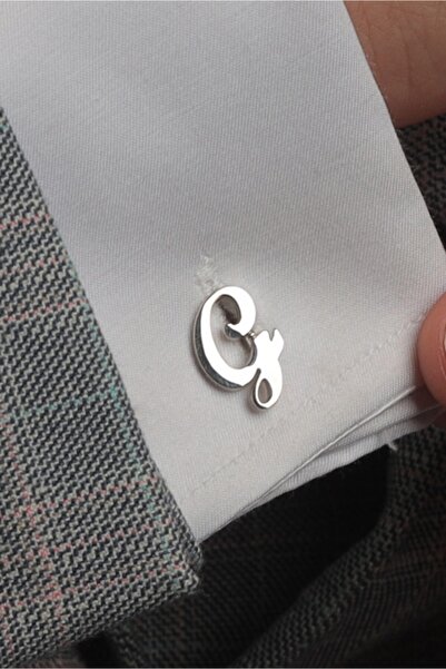 eddiajewellery Size Özel 14 Ayar Beyaz Kaplama 925 Ayar Gümüş Kol Düğmesi