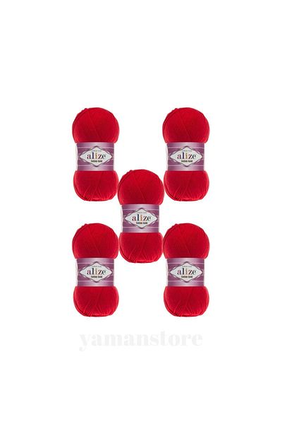 Alize Cotton Gold 5 Pieces Amigurumi Vest Cardigan Scarf Sweater Knitting Thread Color 56 Red