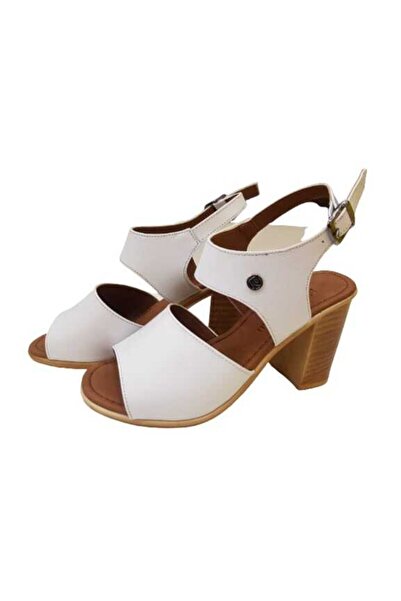 Pierre Cardin Women's Heeled White Daily Sandals PC-3301