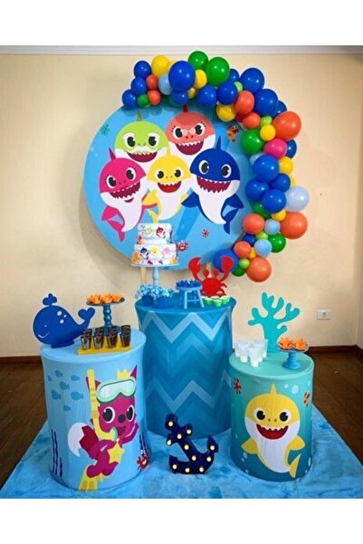 as balon Baby Shark Tema Balon 50 Adet Ve 5mt Balon Zinciri