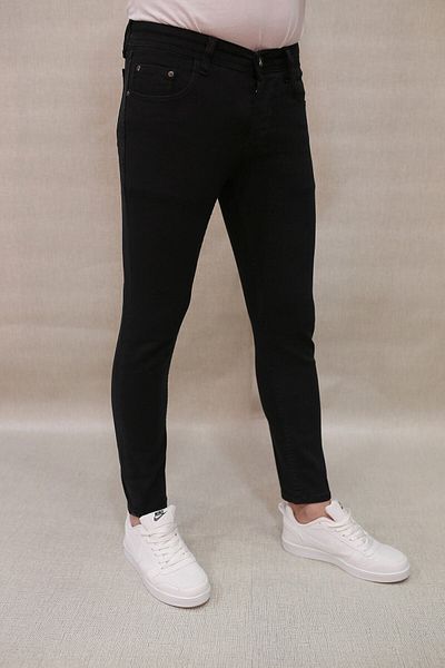 Deep Brown Men's Skinny Slim Fit Jeans Pants Black
