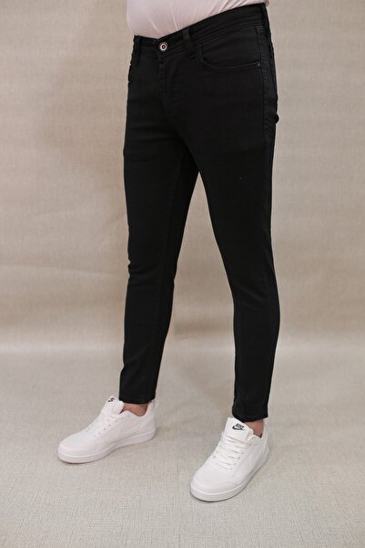 Deep Brown Men's Skinny Slim Fit Jeans Pants Black