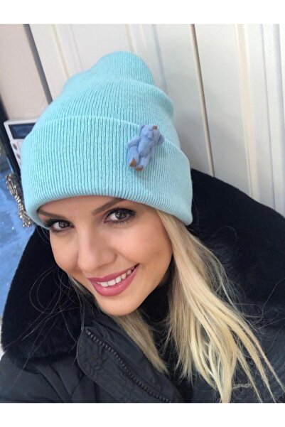 Alice Mavi Ayıcık Işlemeli Bere