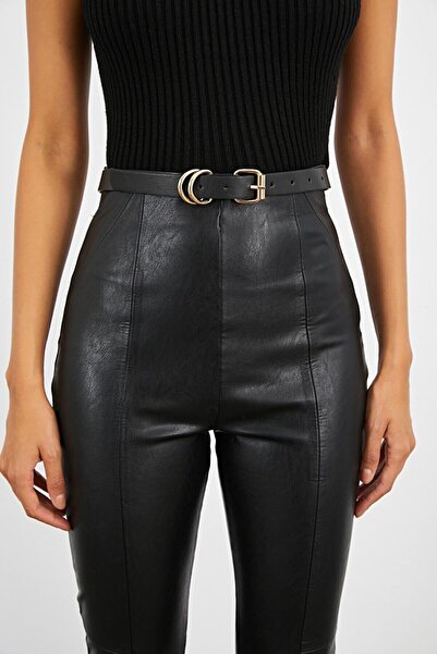 BE CHİC Rochie de damă cu cataramă inel auriu negru Curea Jean