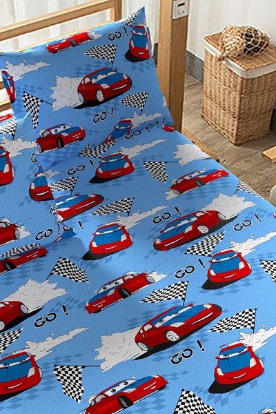 SNR HOME COLLECTION طقم ملاءات مطاطية لغرفة الأطفال من القطن مقاس 120x200 كرتون