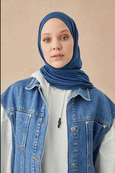 Larissa Scarf Combed Cotton Shawl Indigo