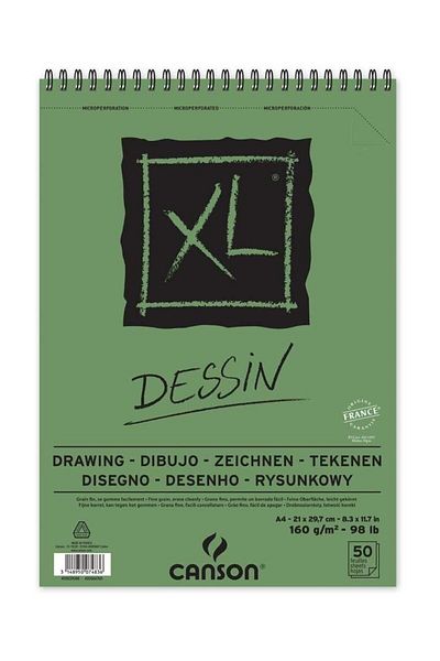 Canson Xl Dessin Spiral Drawing Block A4 160gr 50 Sheets