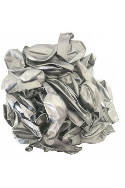 Patladı Gitti 12 Inch Chrome Silver Balloon 10 Pieces