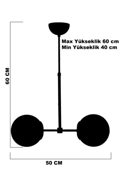 MŞ Aydınlatma Martı 2'li Eskitme Füme Camlı Avize