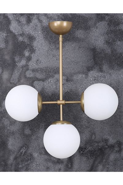 MŞ Aydınlatma Seagull 3-Piece Antique White Glass Chandelier