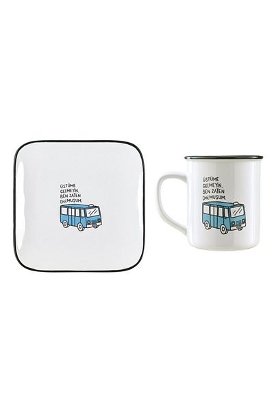 Paşabahçe I'm Already Full Ceramic Mug and Plate