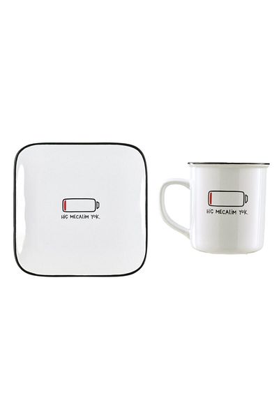 Paşabahçe No My Mecal Ceramic Mug and Plate