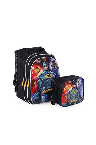 Mashotrend Embossed Batman Bag + Nutrition - Primary School Bag - Boy Bag