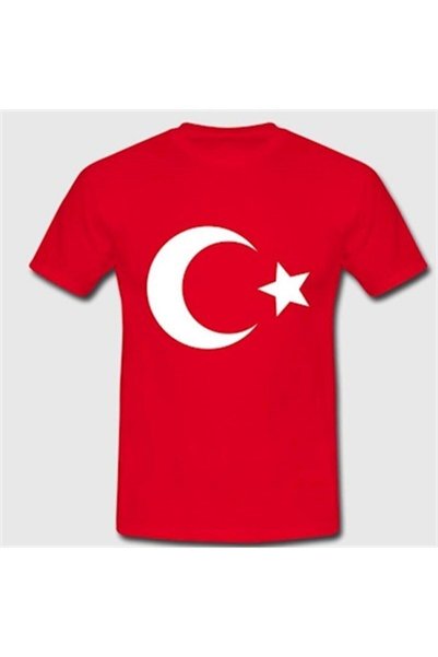 freedom fashion Ayyıldız Baskılı Tişört Türk Bayraklı Kırmızı