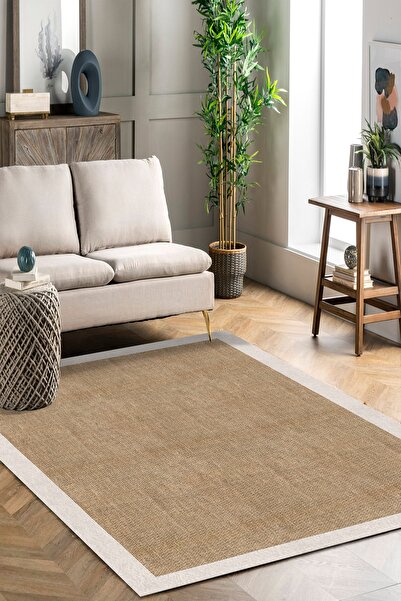 Arrosa Home Kahverengi Beyaz Çerçeve Salon Ve Koridor Yolluk Halı