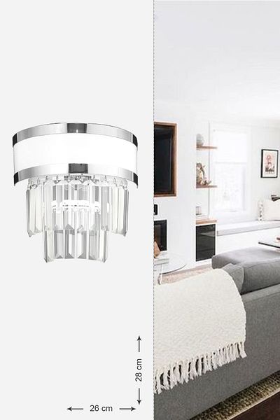 Avizemoda Dora Chrome Striped Crystal Stone Luxury Sconce (white-chrome)