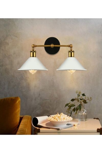 RİOLİGHT Retro Double Metal Sconce Hat Diameter: 22 cm
