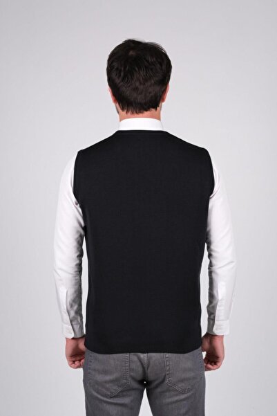 Çizgi Triko Men's V-Neck Knitwear Sweater Patterned Waist Elastic Woven Steel Knit