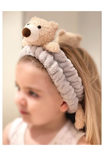 QUEEN AKSESUAR Sevimli Büyük Peluş Pofuduk Ayaklı Ayıcık Bebek Çocuk Saç Bant...