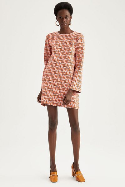 DeFacto Normál fitt, legény nyakú jacquard kötött, hosszú ujjú miniruha