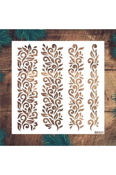 STENCİLTASARIM Stencil Design Br033 Border - Decorative Wall, Item, Tile, Fabric Painting Templates 25x25 Cm