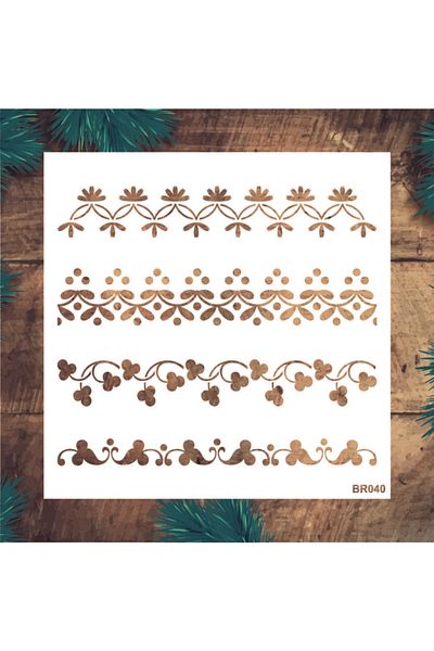 STENCİLTASARIM Stencil Design Br040 Border - Decorative Wall, Item, Tile, Fabric Painting Templates 25x25 Cm