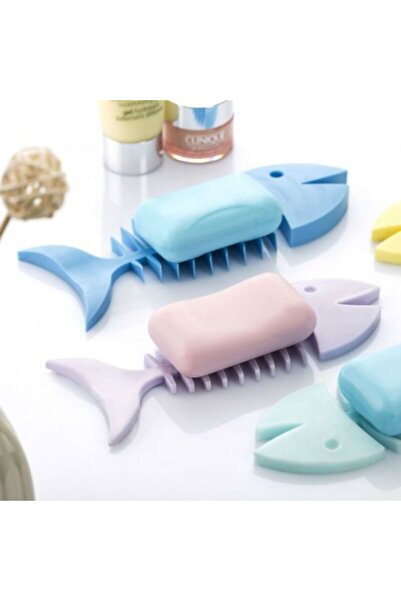 Melkan Home Δοχείο σαπουνιού σιλικόνης 3 τεμαχίων Δοχείο σαπουνιού ψαριού Αντιολισθητικό δοχείο σαπουνιού σιλικόνης Μωβ τιρκουάζ σε σκόνη