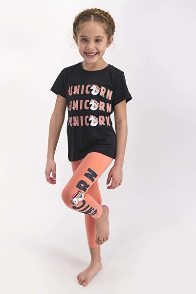 ROLY POLY Girl's Short Sleeve Long Leggings Set Black