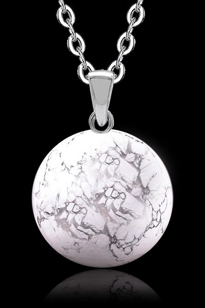Tesbih Atölyesi Round Natural Howlite Stone Necklace