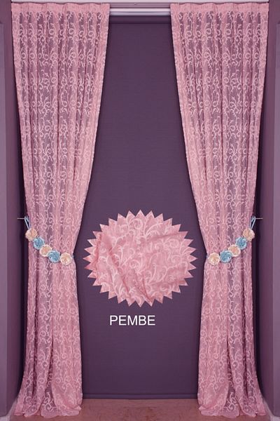 AKÇA TEKSTİL Shawl Model Pink Color Single Wing Ready-made Planted Pleated Background Curtain 75*260 Cm