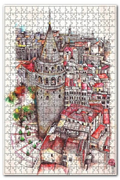 Cakapuzzle الرجعية اسطنبول برج غلطة نمط البصرية 120 قطعة لغز بازل قطع Mdf (خشب)
